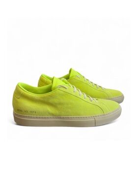 Men’s Common Projects Fluorescent Yellow Achilles Low Sneakers Size US 10/ EU 43